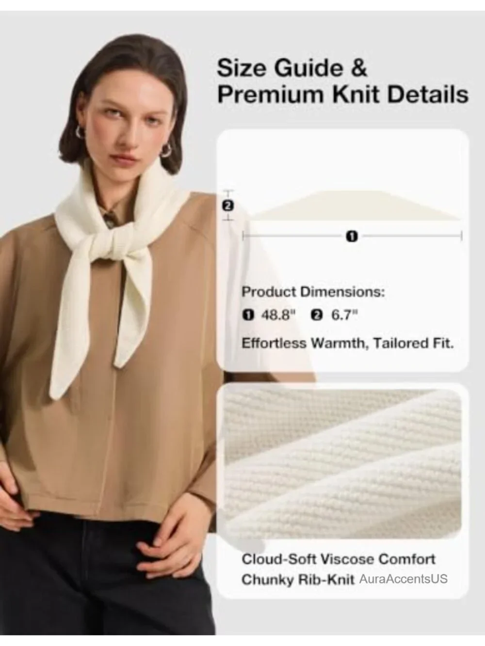 Women's Sophie Scarf Rib Knit Neck Warmer Viscose Blend Winter